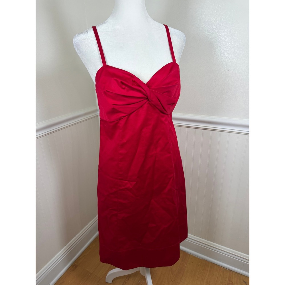 The Limited Cocktail Dress Womens 6 Red Twist Knot Sweetheart Sheath Cotton